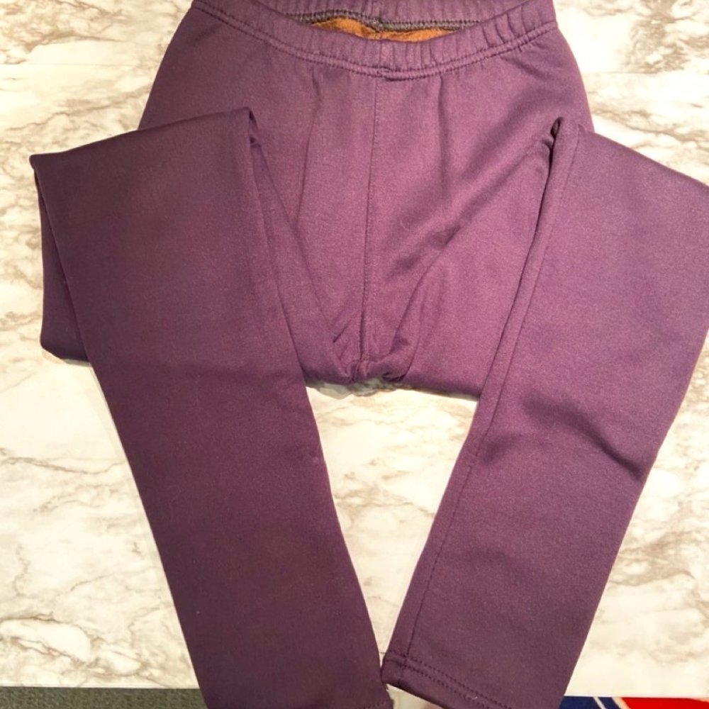 🎀 3 for $25 Cozy Casual Plum Furry Lined Leggings for Girls Size L EUC